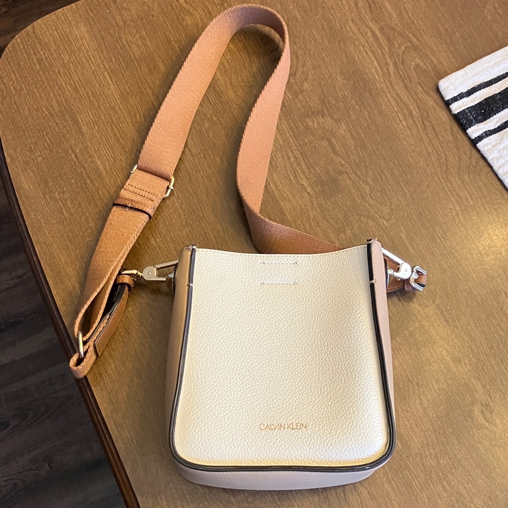 Calvin Klein Beige and Brown Crossbody Bag